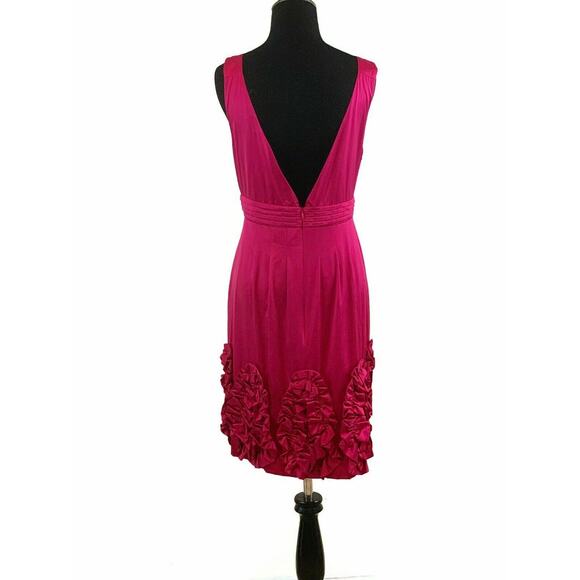 Wayne Cooper Fuchsia Appliqué Deep V neck Cocktail Dress Size 4 - Picture 2 of 10